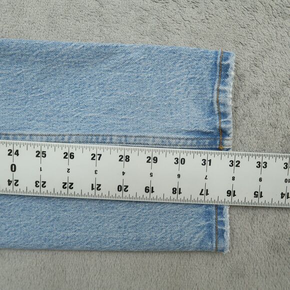 Abercrombie & Fitch Jeans Womens 4L Blue Mid-Rise Straight 32" Inseam Distressed - Picture 4 of 16